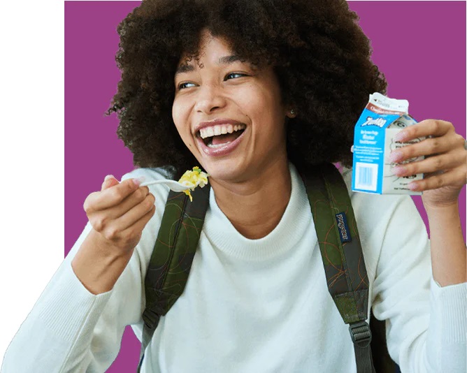 student eating food